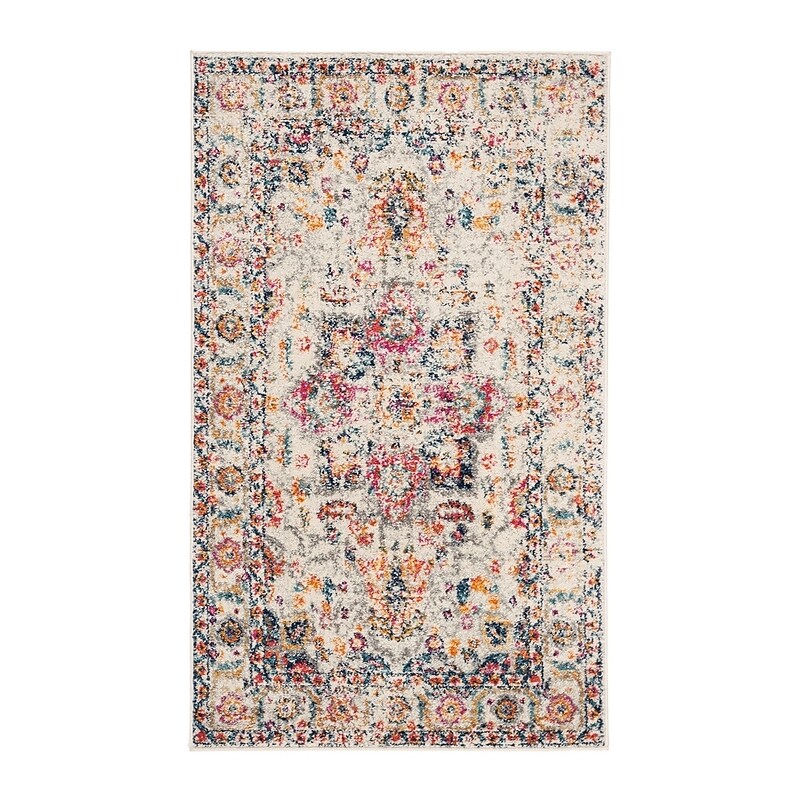 Safavieh Madison Collection 6' 7" X 9' 2" Rectangle Indoor Area Rug, Machine Made, Fuchsia/Ivory (MAD603R-6) image 1