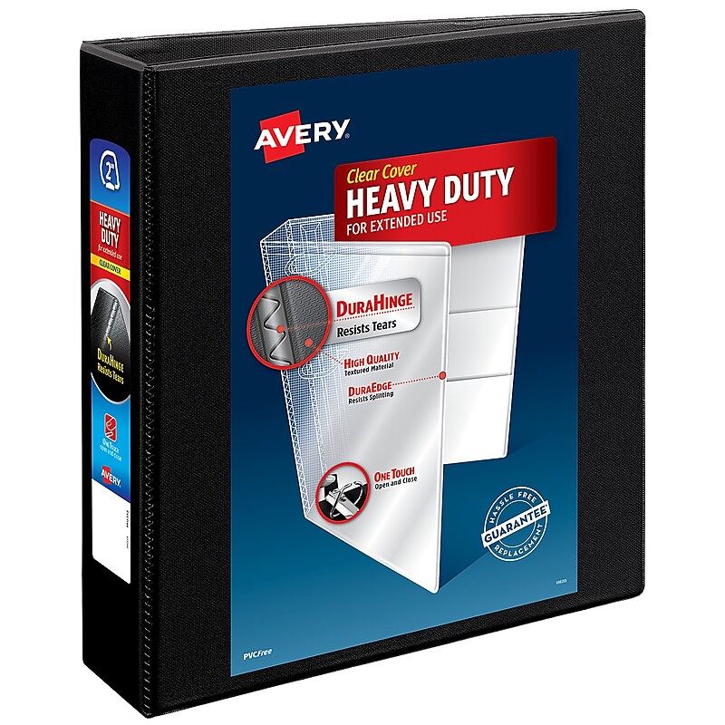 Avery Heavy Duty 2" 3-Ring View Binders, Slant Ring, Black (5500) image 1