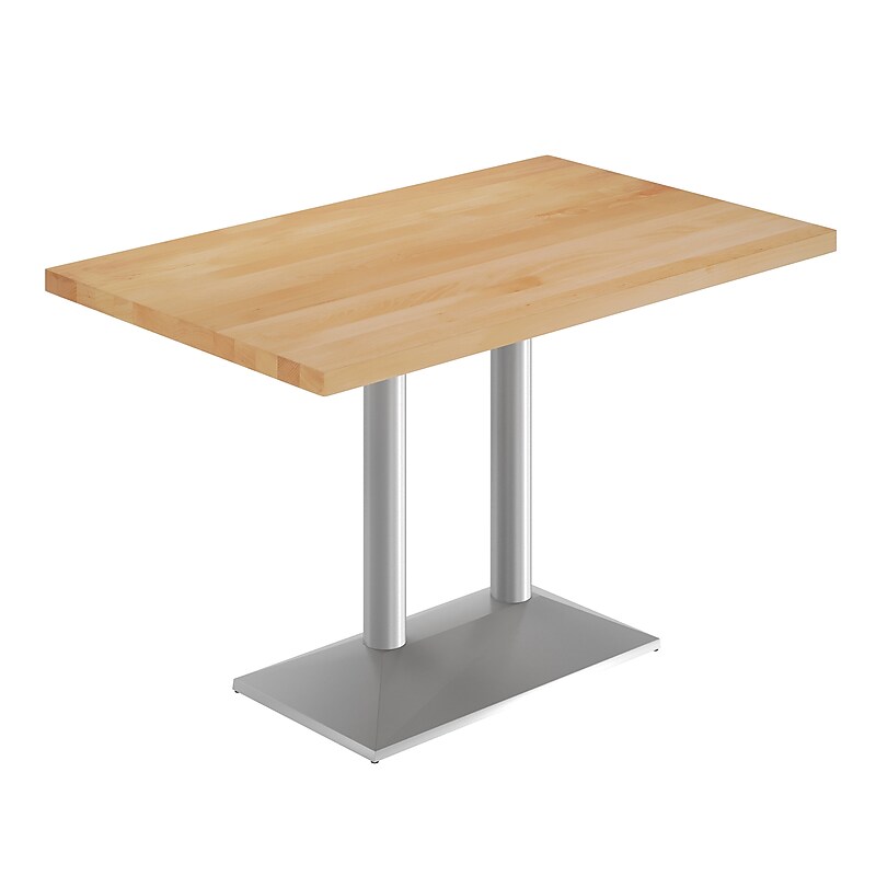 Flash Furniture Bennett Wooden Commercial Indoor Table, 48" x 30", Natural Top/Silver Base (GSF3048NTTB002S) image 1
