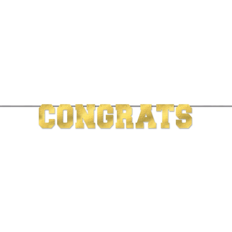 Party City Congrats Letter Banner, Metallic Gold (AM120740-NS) image 1