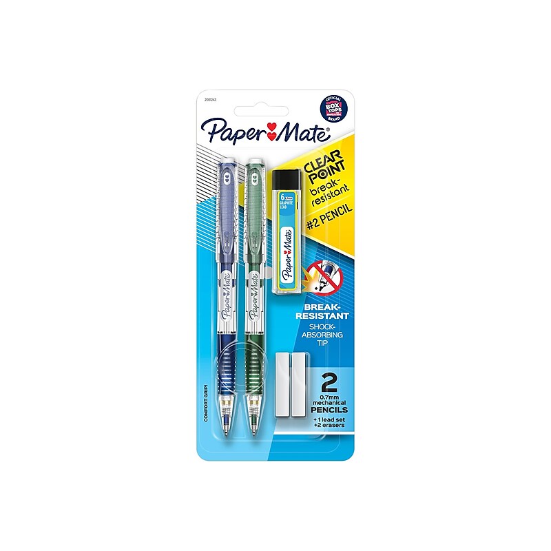Paper Mate Clearpoint Mechanical Pencils, 0.7mm, #2 Hard Lead, 2/Pack (2061243) image 1