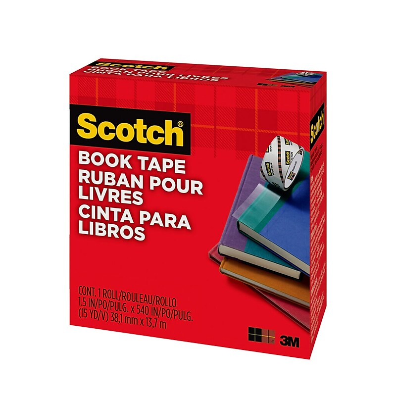 Scotch Book Transparent Clear Tape, 1.5" x 15 yds., 3" Core, Transparent (845) image 1