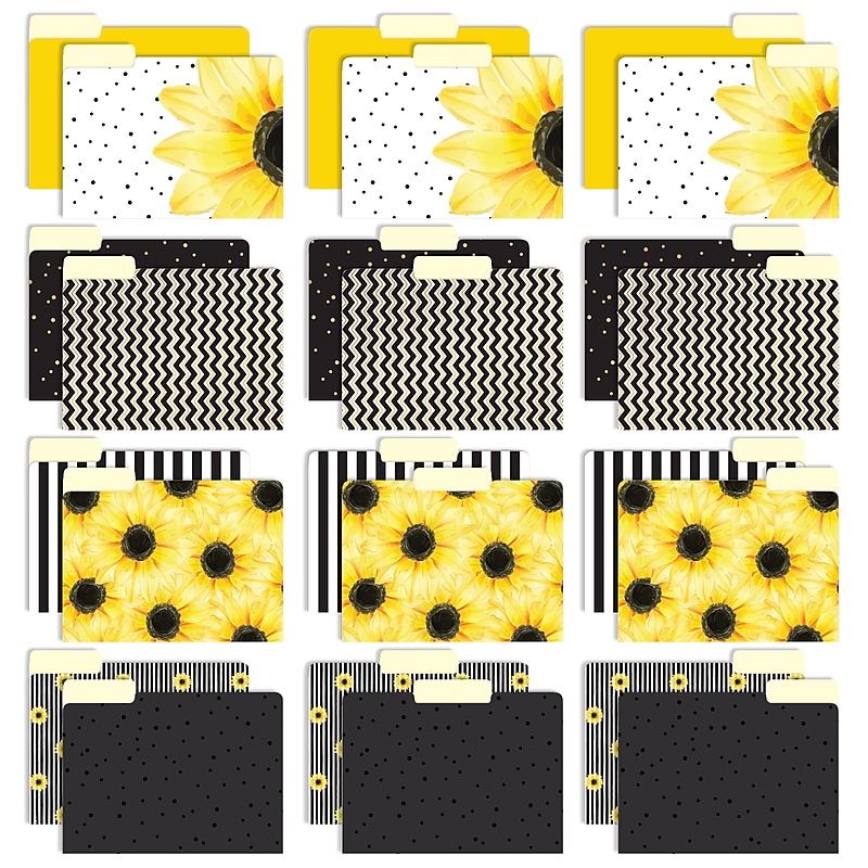 Global Printed Products Heavy Duty Interior File Folders, 1/3-Cut Tab, Letter Size, Paper Stock, Sunflower, 24/Pack (GPP-0101-D) image 1