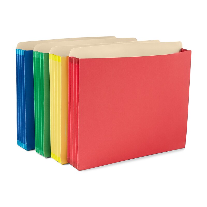 Staples® Heavy Duty File Drawer Pockets, 3 1/2" Expansion, Letter Size, Assorted Colors, 4/Pack (FC1524E4ASSTS) image 1