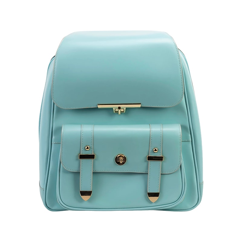 McKlein MARYVILLE Leather Laptop Backpack, Small, Aqua Blue (99578) image 1