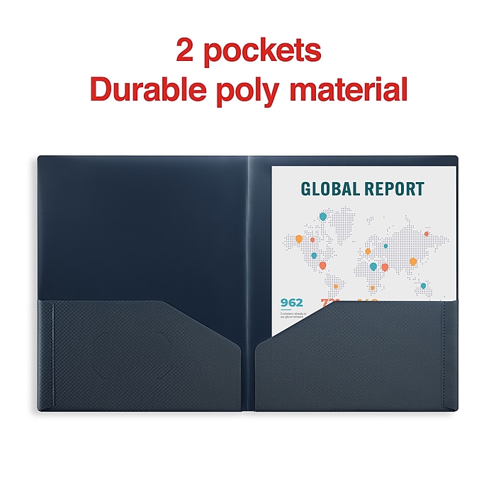 Staples 2-Pocket Plastic Presentation Folder, Blue (21624-CC/20644