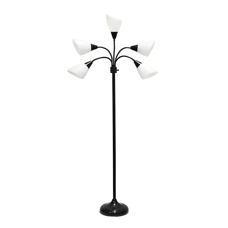 Simple Designs Medusa 67" Metal Floor Lamp with Cone Shades, Black/White (LF2006-BAW) image 1