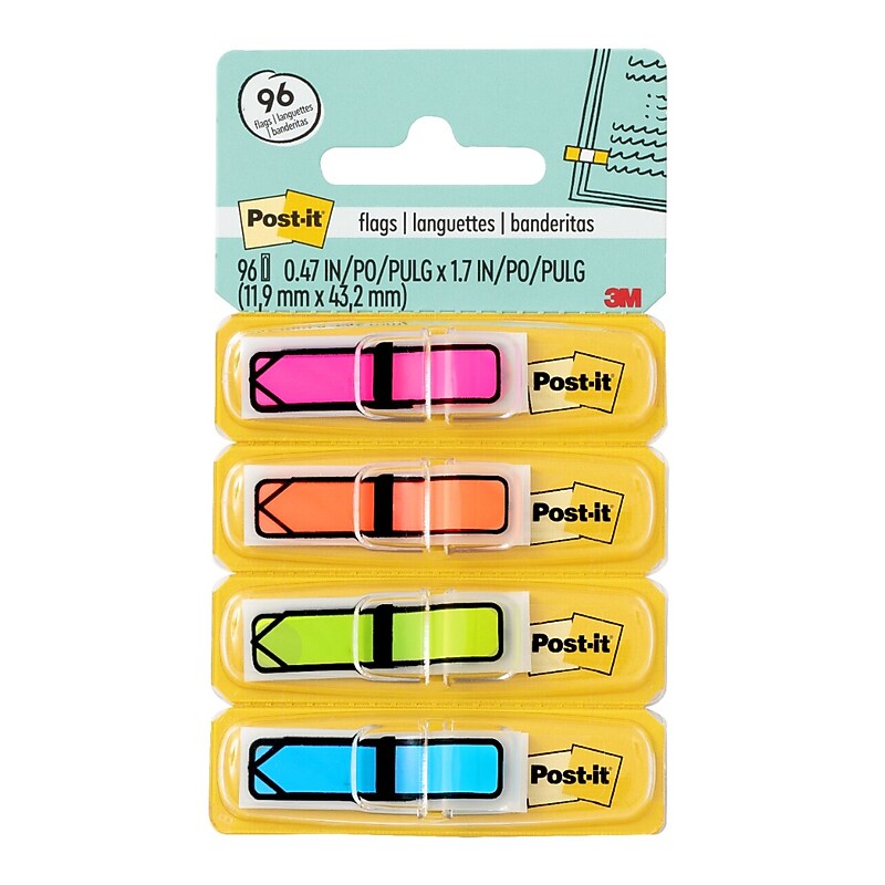 Post-it Arrow Flags, .47" Wide, Assorted Colors, 96 Flags/Pack (684-ARR4) image 1