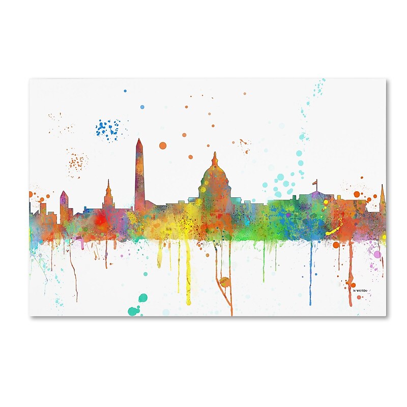 Trademark Fine Art Marlene Watson 'Washington DC Skyline Mclr-1' 12" x 19" Canvas Stretched Art Print (190836212149) image 1