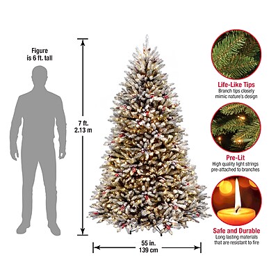 National Tree Company 7' Pre-Lit Snowy Dunhill Fir Artificial Christmas Tree - Thumbnail 3