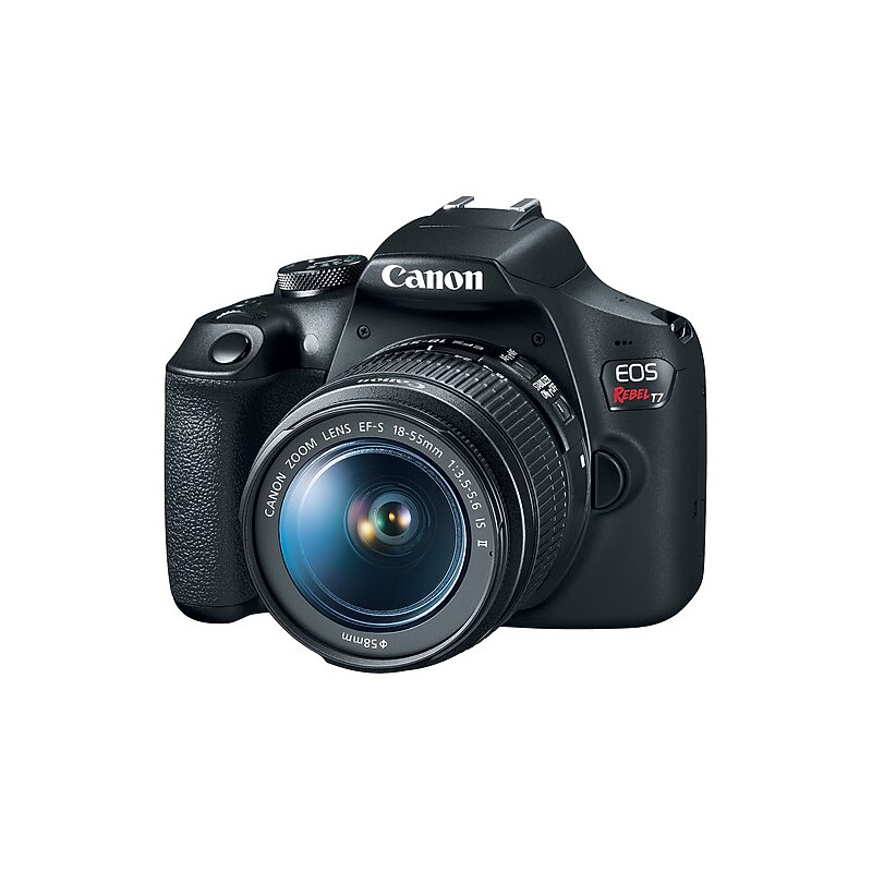 Canon EOS Rebel T7 24.1 Megapixel Camera with 18-55mm and 75-300mm Lenses, Black (2727C021) image 1