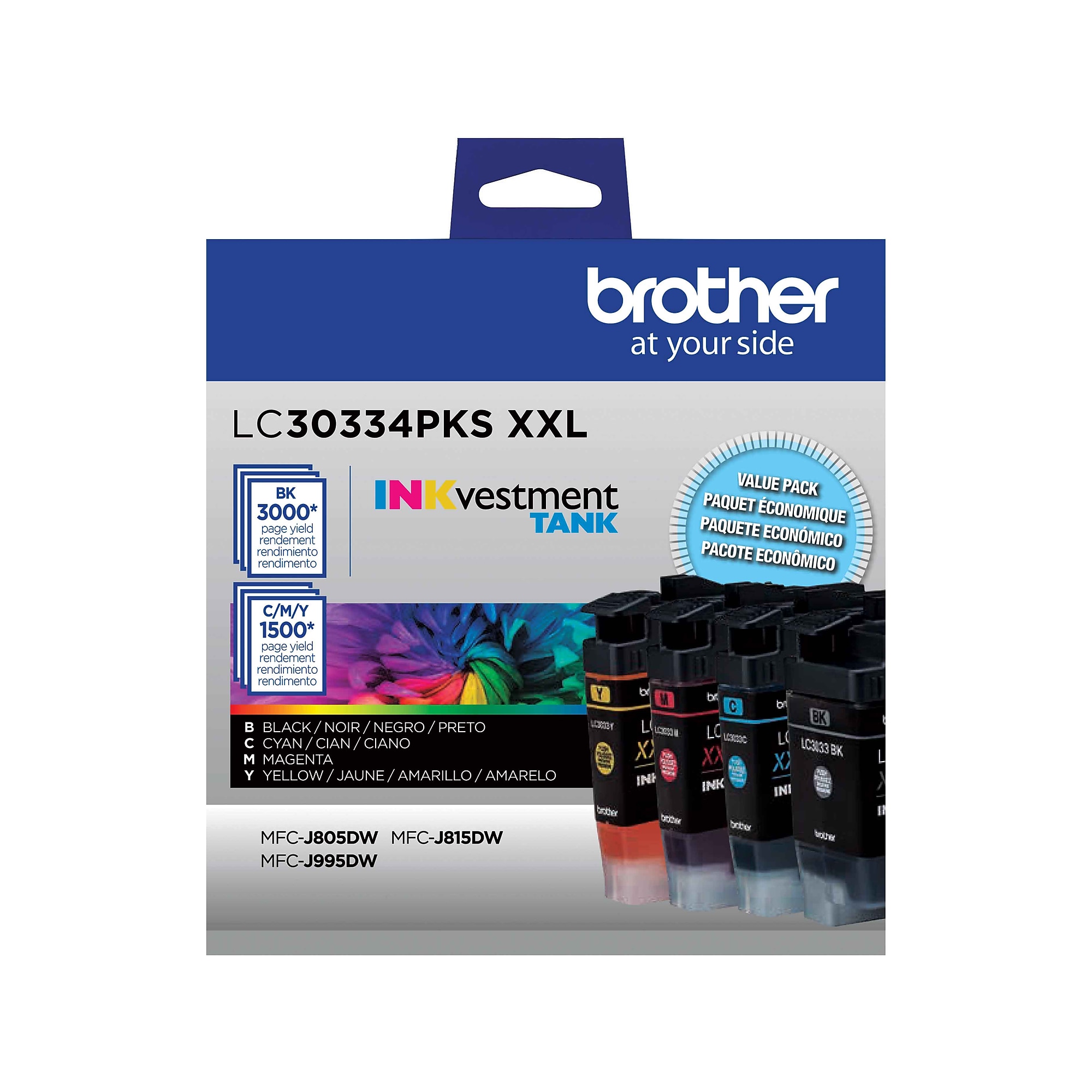 Brother LC30334PKS XXL Black/Cyan/Magenta/Yellow Super High Yield Ink Cartridges, 4/Pack Sansujyuku sansujyuku.com