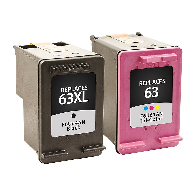 Clover Imaging Group Remanufactured Black/Tri-Color High Yield/Standard Ink Cartridge Replacements for HP 63XL/63, 2/Pack image 1
