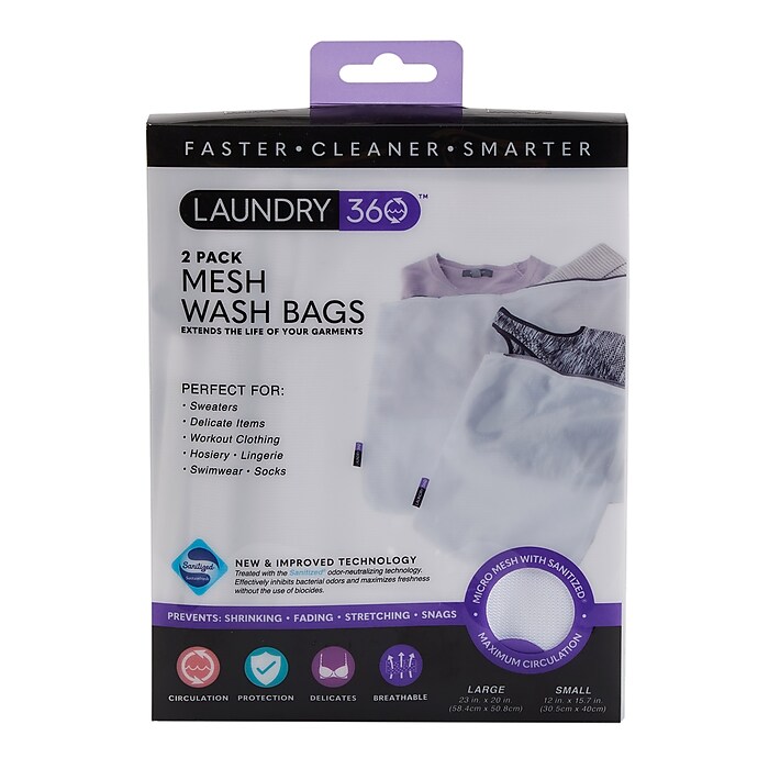 Laundry 360 Mesh Wash Bag Set, White, Bags/Pack (W-82472) Staples