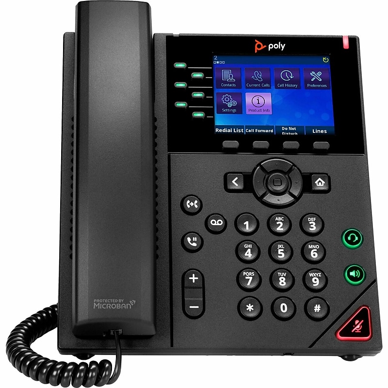 POLY VVX 350 6-Line VOIP Phone, Black (89K70AA#ABA) image 1
