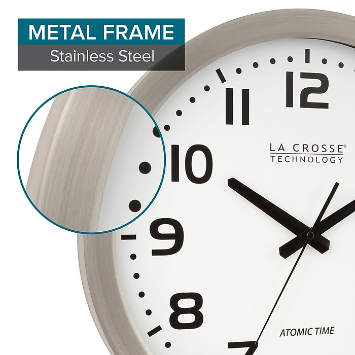 La Crosse Technology Atomic Wall Clock, Metal, 16