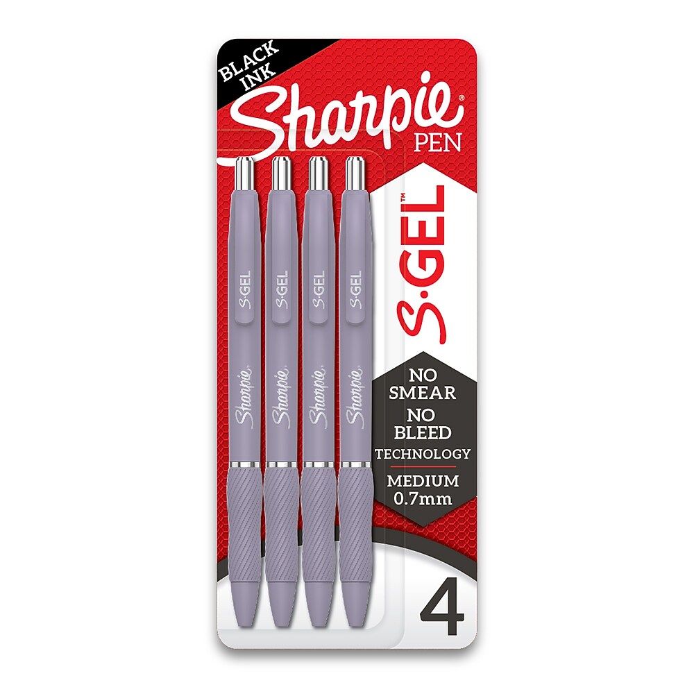Sharpie® S-Gel™ retractable gel pens, 0.7 mm, violet barrel, 4/pk