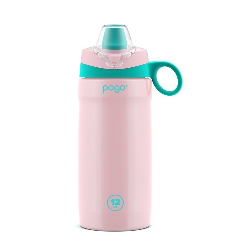 Pogo Stainless Steel Water Bottle, 12 oz., Mint/Pink (410-0694-014-6) image 1