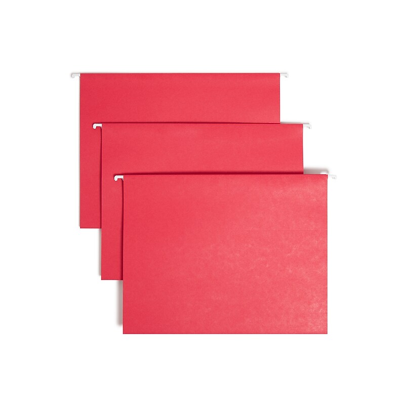 Smead Heavy Duty TUFF Recycled Hanging File Folder, 3-Tab Tab, Letter Size, Red, 18/Box (64043) image 1