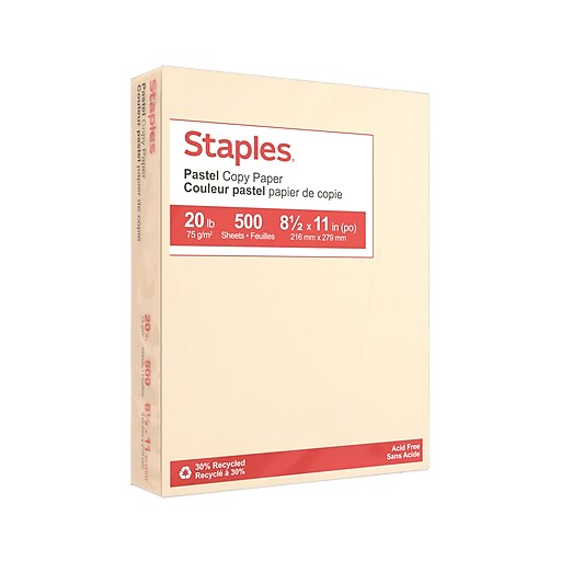 Staples® Pastel Multipurpose Paper, 20 lbs., 8.5 x 11, Salmon, 500/Ream  (14783)