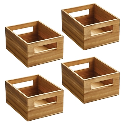 iDESIGN Small Stackable Wood Storage Bin - Thumbnail 3