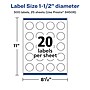 Avery Laser/Inkjet Round Multipurpose Labels, 1.5" Dia., Glossy Clear, 500 Labels/Pack (94506)~#|#~4930235E-CEBA-48B8-B35476ED7989F2C4_sc7