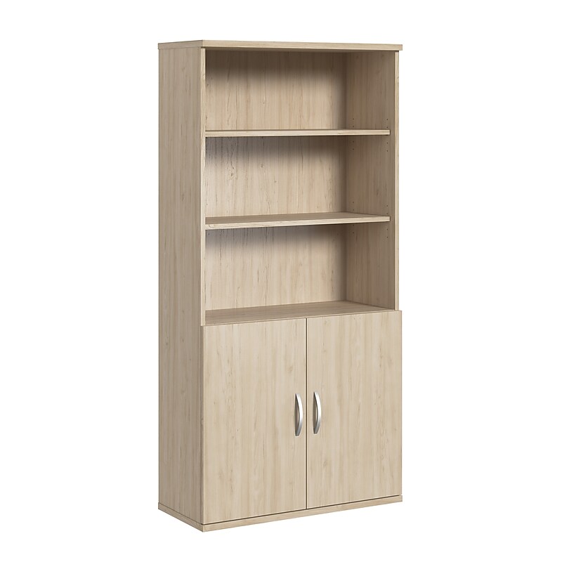 Bush Business Furniture Studio C Tall 5 Shelf Bookcase with Doors, Natural Elm (STC015NE) image 1
