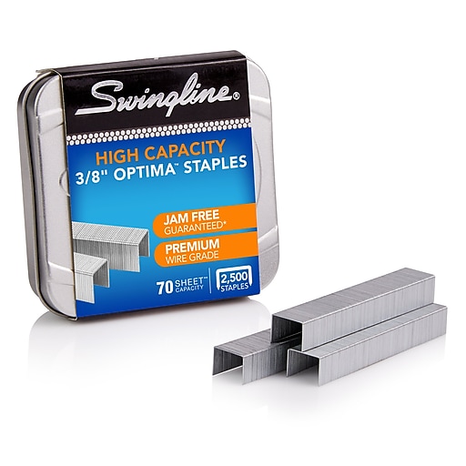 Swingline Optima High Capacity Staples, 0.38 Leg Length, 2500/Box