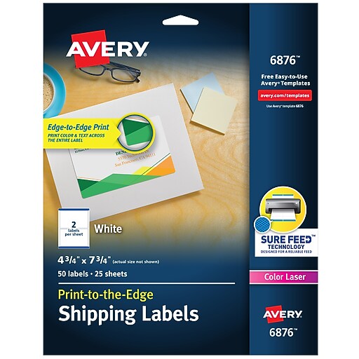 Avery Print-to-the-Edge Color Laser Shipping Labels, 4-3/4" x 7-3/4 ...