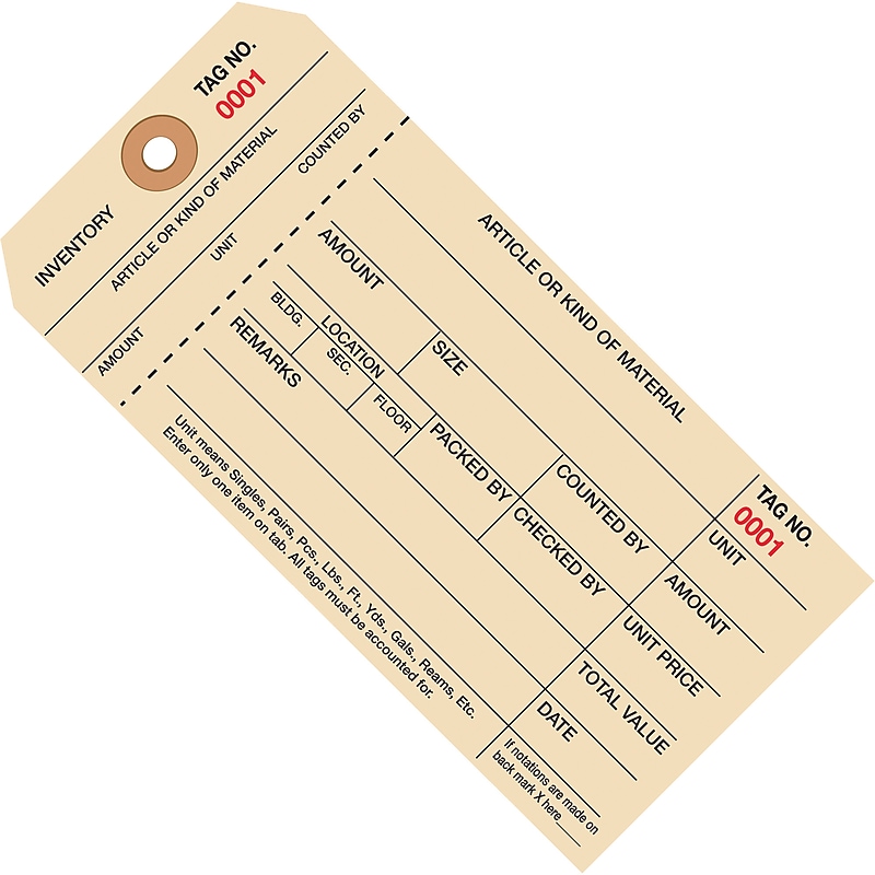 6.25" x 3.13" Inventory Tags, 1000/Carton (G18071) image 1