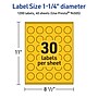 Avery Laser/Inkjet Round Multipurpose Labels, 1.25" Dia., Bright Yellow, 1200/Pack (94505)~#|#~494B89D5-958D-40C9-8DBAC79FC4A5EC1D_sc7