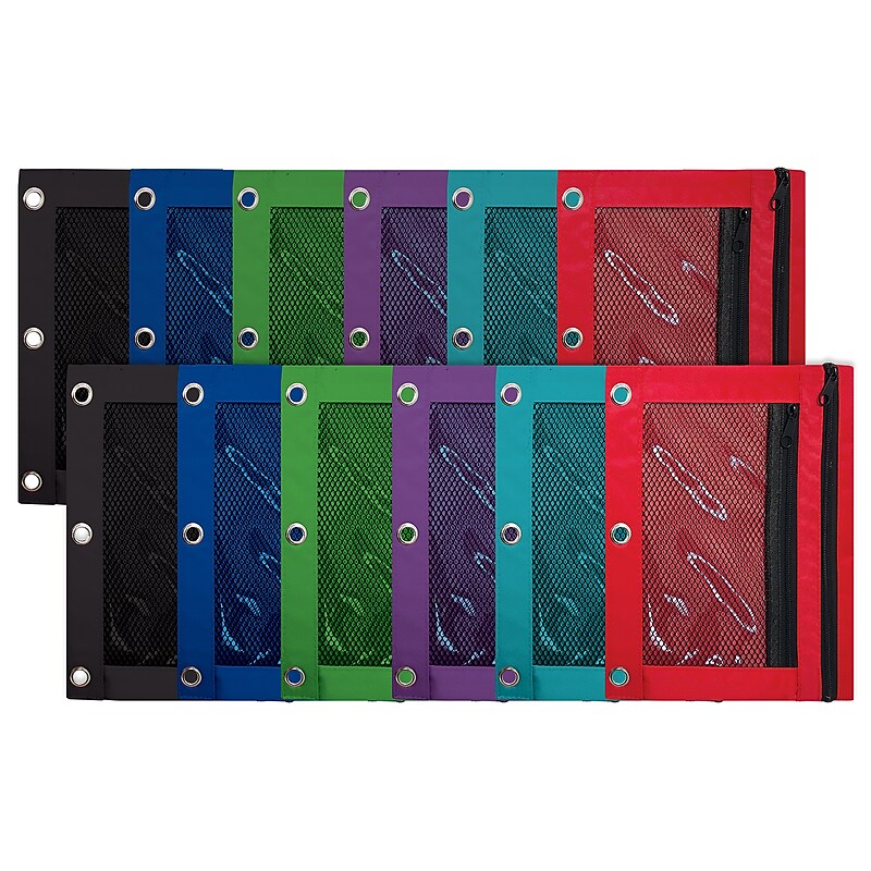 Better Office Zipper Pencil Pouch, Assorted Colors, 12/Pack (80712) image 1
