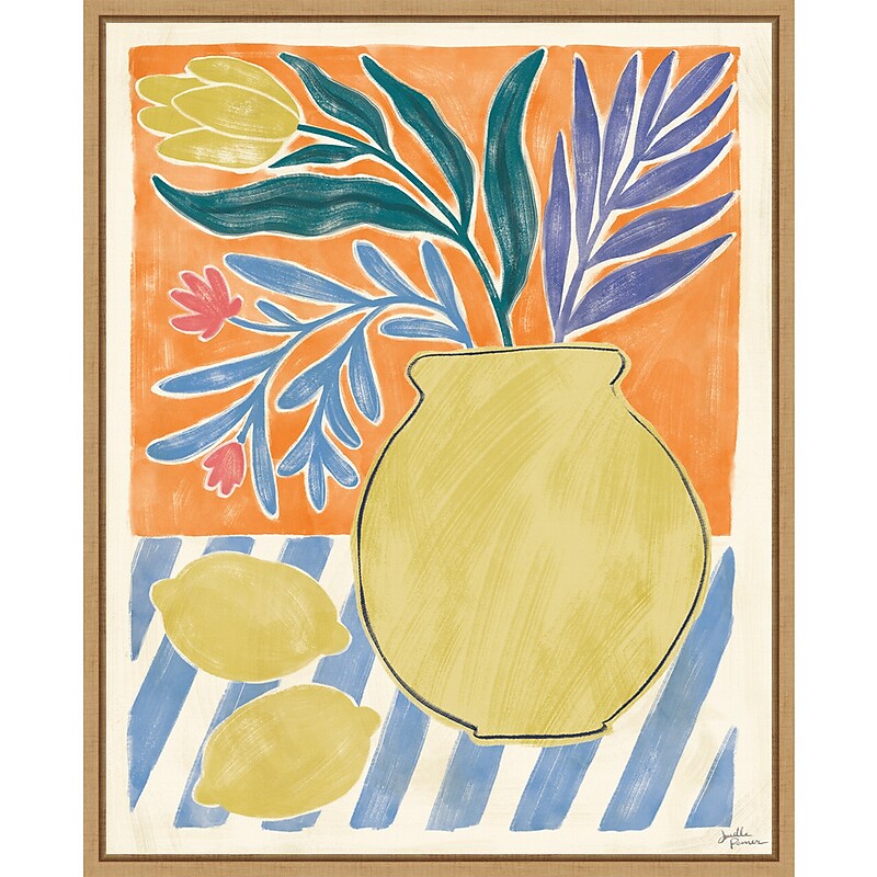 Amanti Art Cyprus and Lemon Still Life IV by Janelle Penner Framed Canvas Wall Art Print, 23" x 28" (A42677521102) image 1