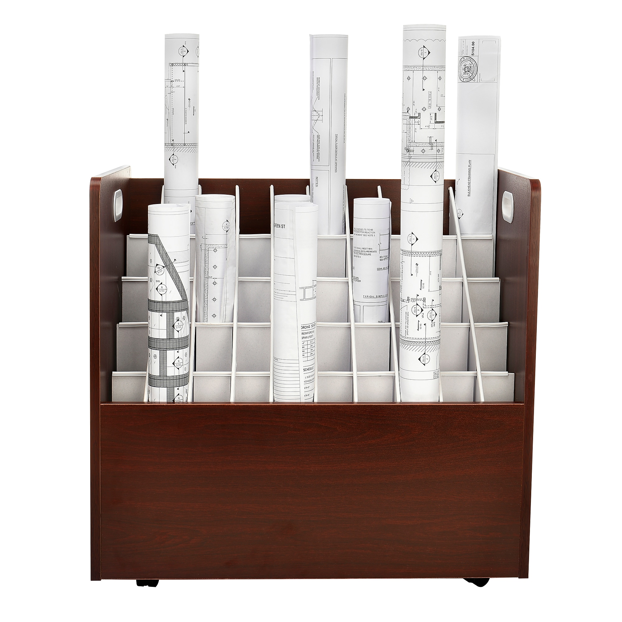 AdirOffice 50-Slot Mobile Roll File, 28.5″H x 30″W x 15.75″D, Mahogany (626-MA-KIT1) Sansujyuku sansujyuku.com