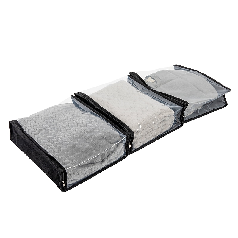 Household Essentials Under Bed Storage Bags, Black, 3/Set (HE1046) image 1