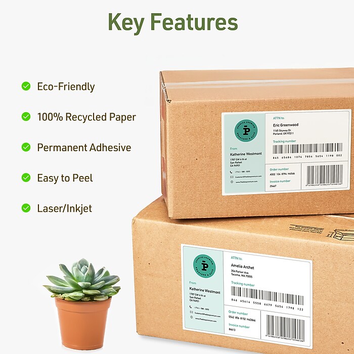 Avery EcoFriendly Shipping Labels, Matte White, 5-1/2