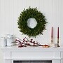 Nearly Natural 24-in Long Pine Artificial Christmas Wreath with 35 Clear LED Lights (W1115)~#|#~4963DBE2-EFD1-4CE2-A9703D527C7F8C26_sc7