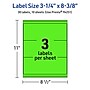 Avery Laser/Inkjet Multipurpose Rectangle Labels, 3-1/4" x 8-3/8", Neon Green, 30/Pack (94251)~#|#~496BA6FB-2F70-4F64-9D064422AF4AFC46_sc7