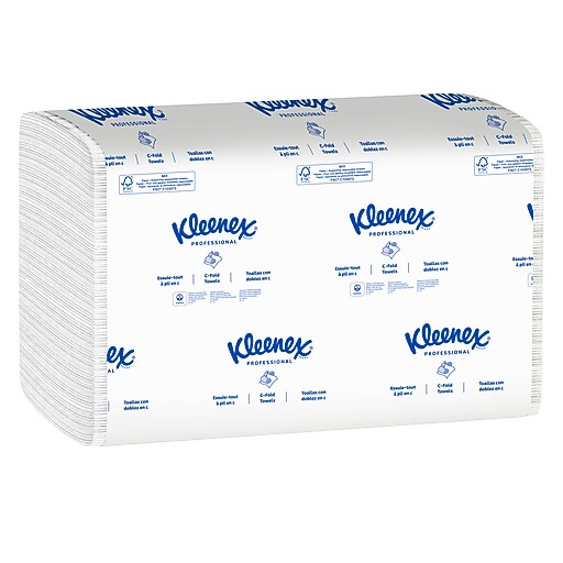 Kleenex Recycled C-Fold Paper Towels, 1-Ply, 150 Sheets/Pack, 16