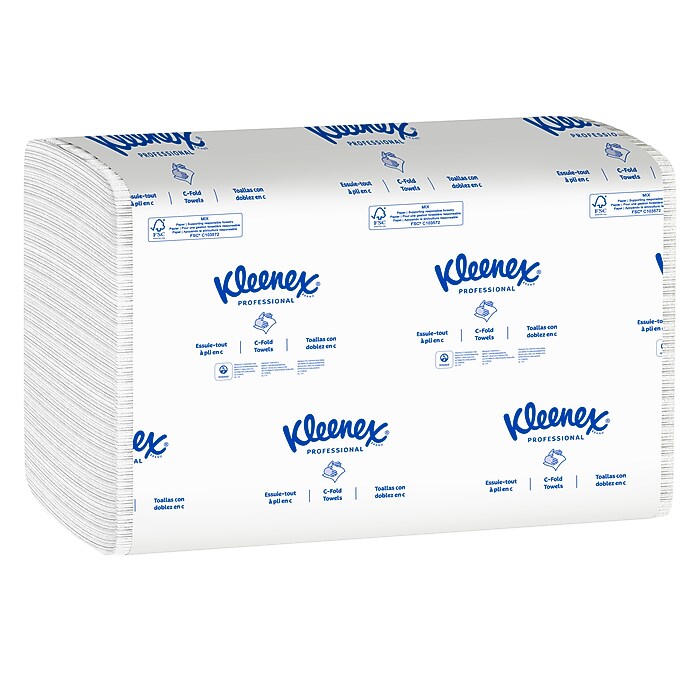 Kleenex Recycled C-Fold Paper Towels, 1-Ply, 150 Sheets/Pack, 16