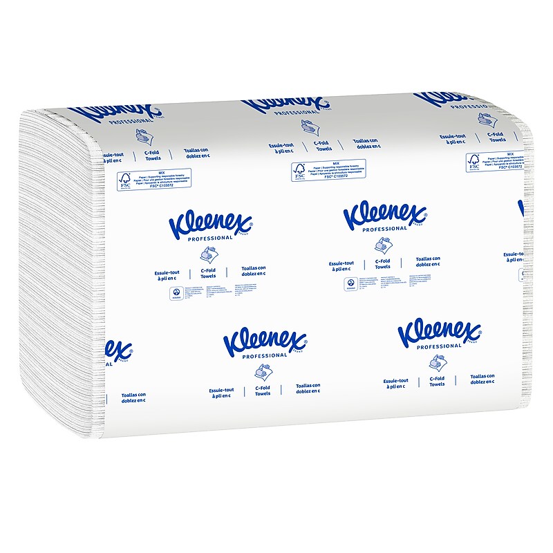 Kleenex Recycled C-Fold Paper Towels, 1-Ply, 150 Sheets/Pack, 16 Packs/Carton (01500) image 1