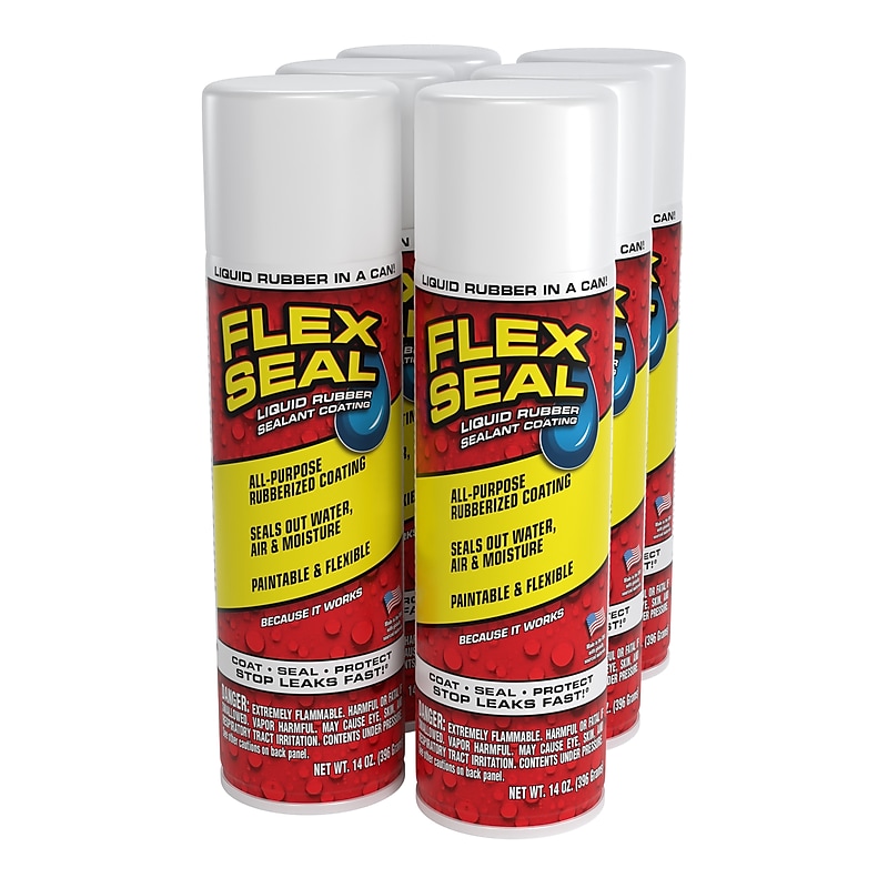 Flex Seal Aerosol Liquid Rubber Sealant, White, 14 oz., 6/Pack (FSWHTR20-4) image 1