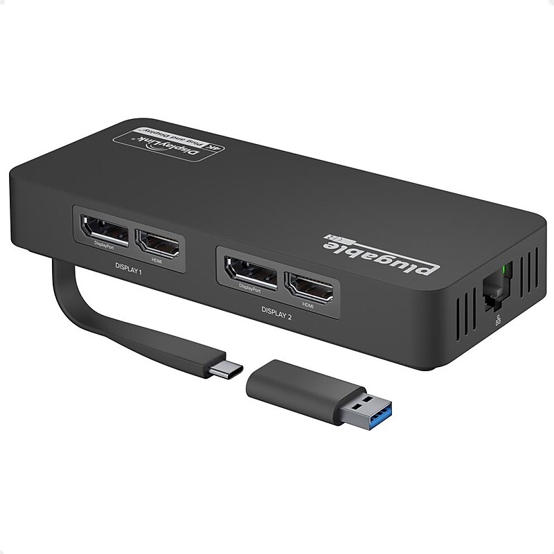 Plugable USB 3.0/USB-C to DisplayPort/HDMI Adapter, Black (USBC-6950UE) image 1