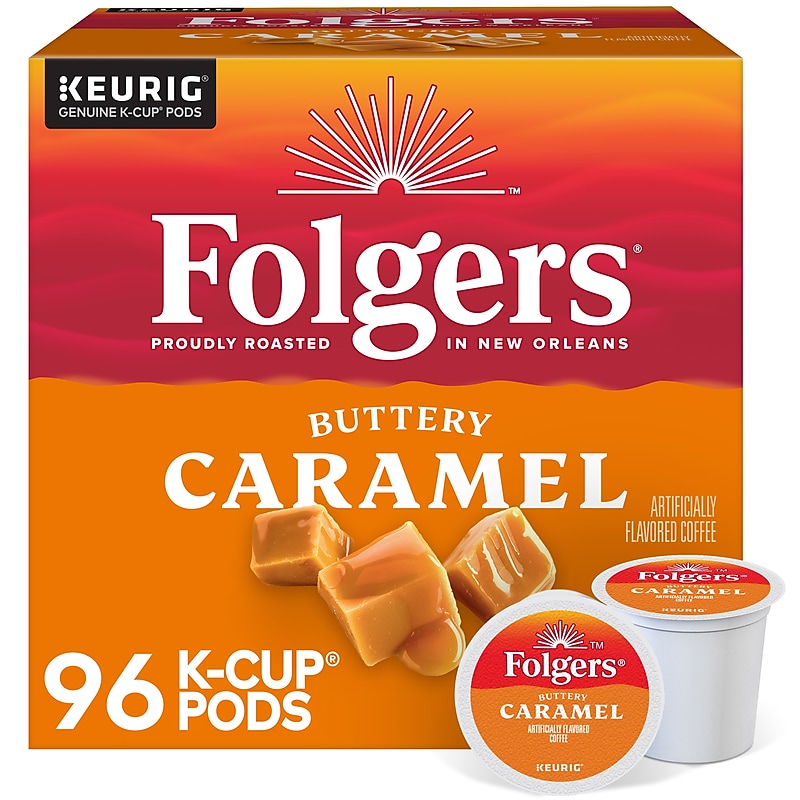 Folgers Buttery Caramel Coffee, Keurig K-Cup Pod, Medium Roast, 24/Box, 4 Boxes/Carton (6680CT) image 1