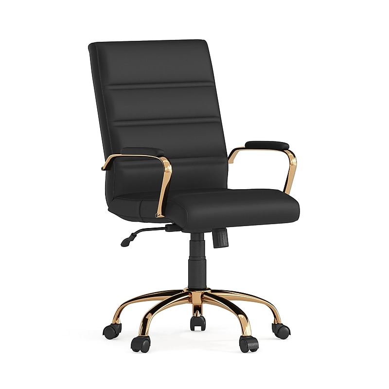 Flash Furniture Whitney Ergonomic LeatherSoft Swivel Executive Chair, Black/Gold (GO2286MBKGLD) image 1