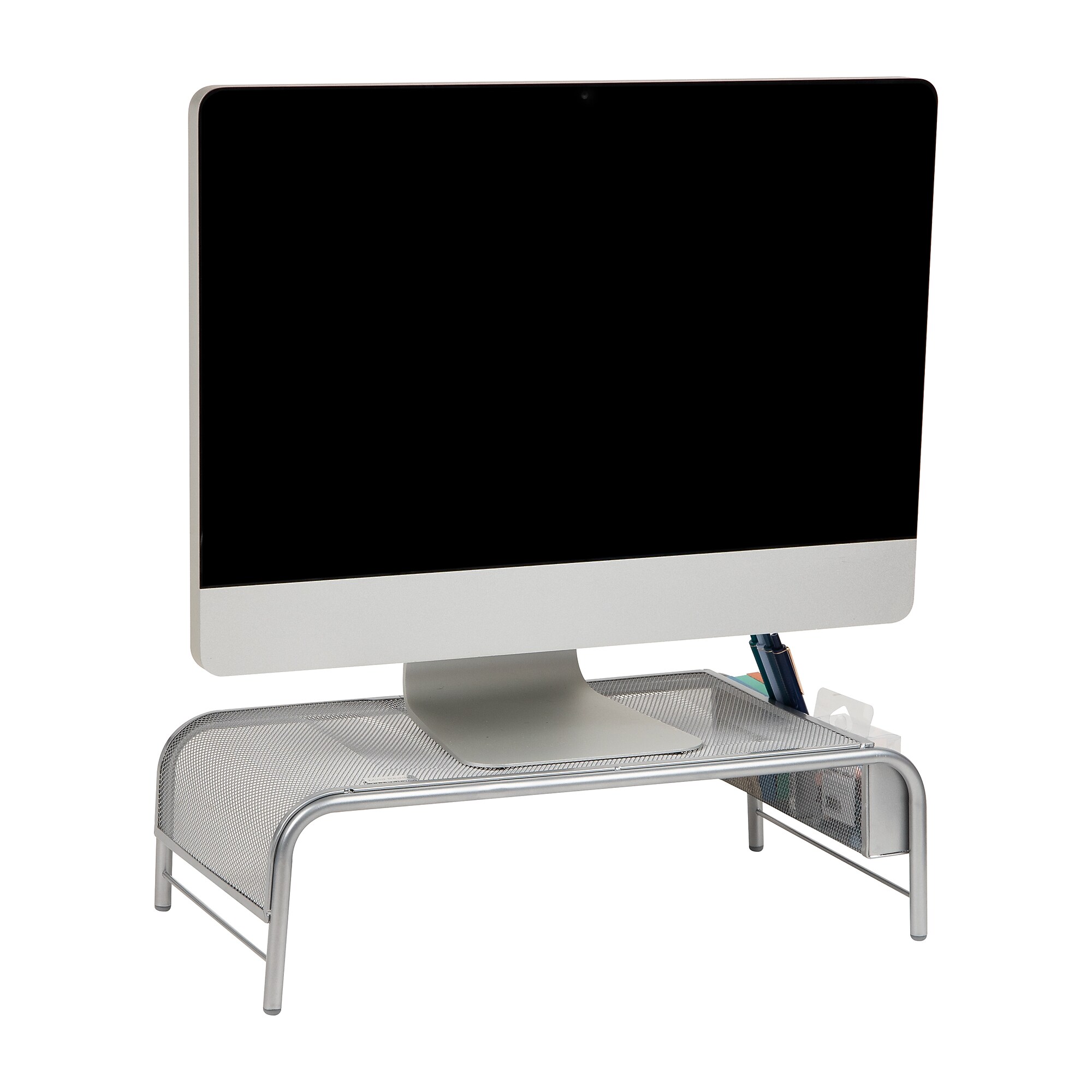 Mind Reader Ventilated Monitor Stand with Side Storage, Silver (MESHM-SIL) Sansujyuku sansujyuku.com