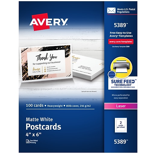 Avery Postcards, Matte White, 4