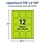 Avery Laser/Inkjet Multipurpose Square Labels, 2-1/8" x 2-1/8", Bright Green, 240/Pack (94105)~#|#~499486C5-4BF3-48D6-91ED27982CEC4D54_sc7