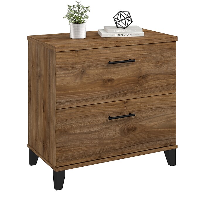 Bush Home Somerset 2 Drawer Lateral File Cabinet, Fresh Walnut