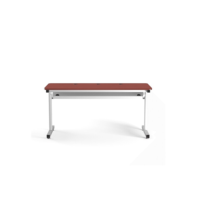 VersaDesk 60"W Basic Computer Table, Cherry/White (BCT6030-WC) image 1